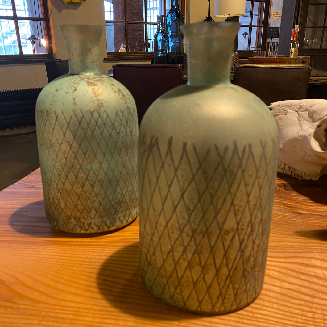 Vase „Flasche“ - Glas mint rust